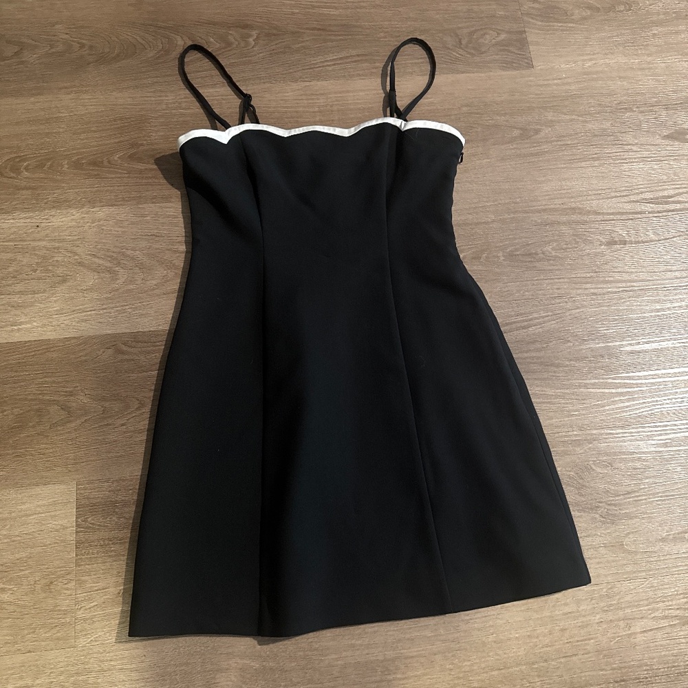 French Connection Black Mini Dress with White Trim